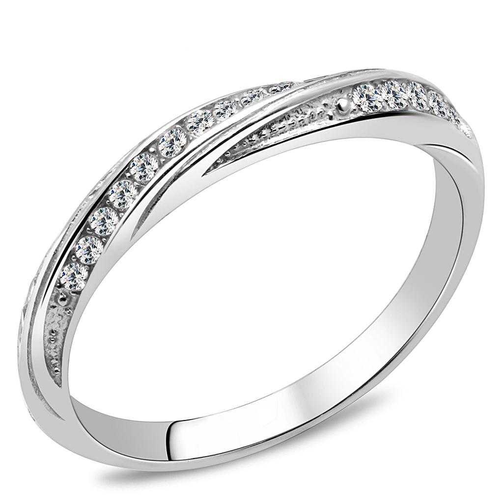 Elegant Women Stainless Steel Ring with Clear Cubic Zirconia, high-polished finish, perfect for any occasion.