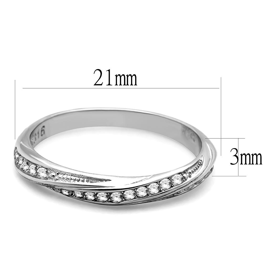 Elegant Women Stainless Steel Ring with Clear Cubic Zirconia, high-polished finish, perfect for any occasion.