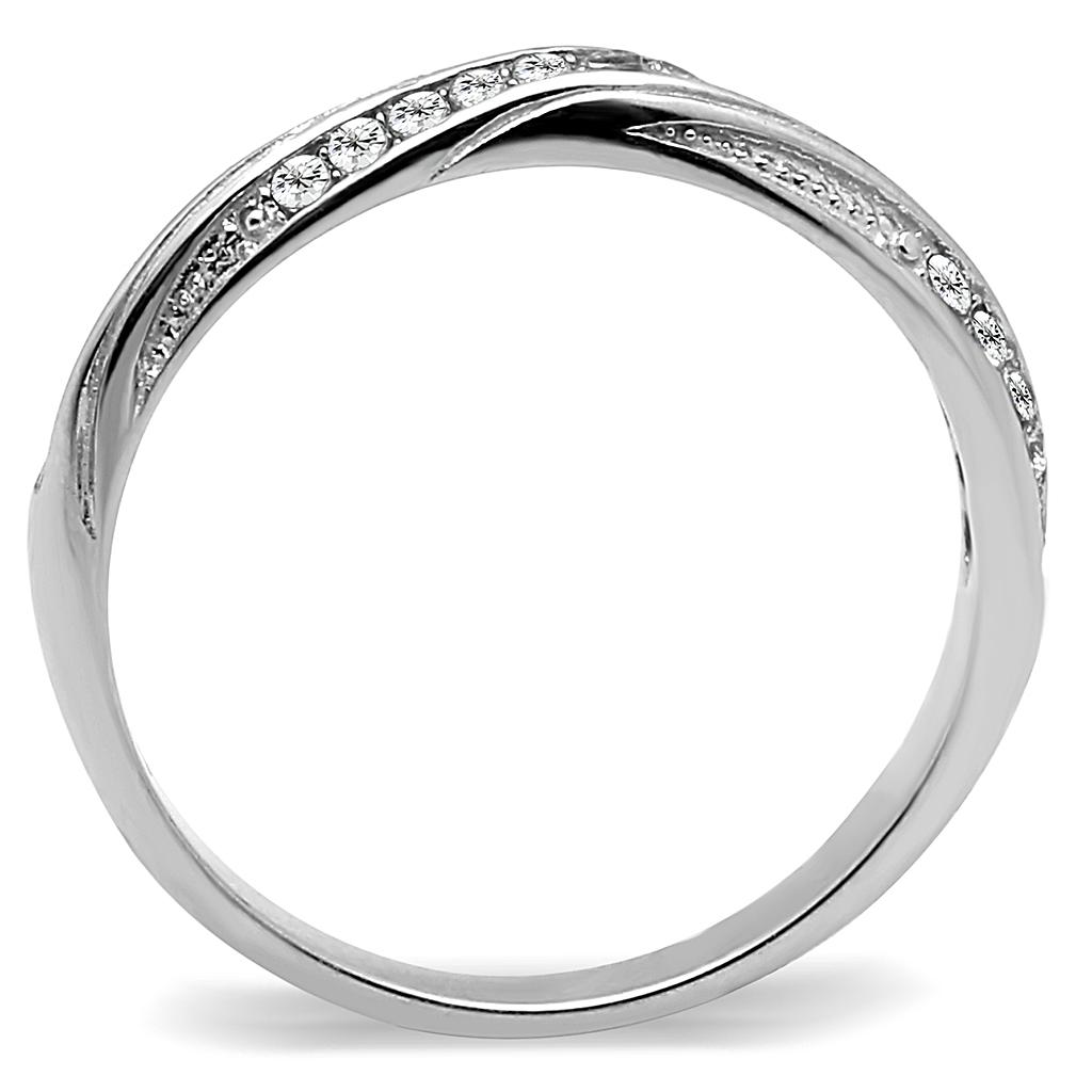 Elegant Women Stainless Steel Ring with Clear Cubic Zirconia, high-polished finish, perfect for any occasion.