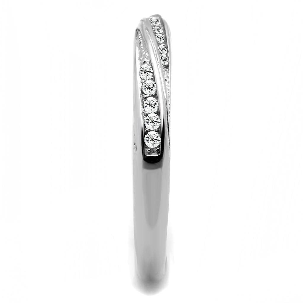 Elegant Women Stainless Steel Ring with Clear Cubic Zirconia, high-polished finish, perfect for any occasion.