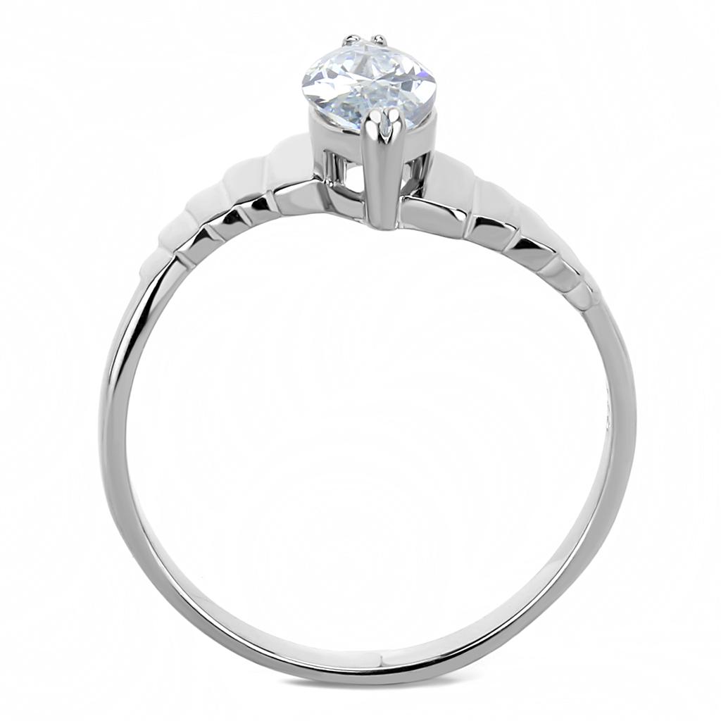 Elegant women's stainless steel ring featuring clear cubic zirconia stones, high-polished finish, perfect for any occasion.