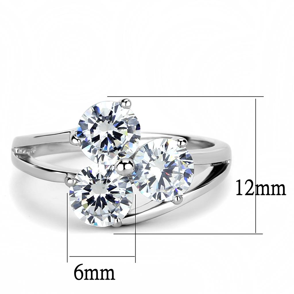 Elegant Women Stainless Steel Ring with Clear Round Cubic Zirconia, high-polished finish, perfect for any occasion.