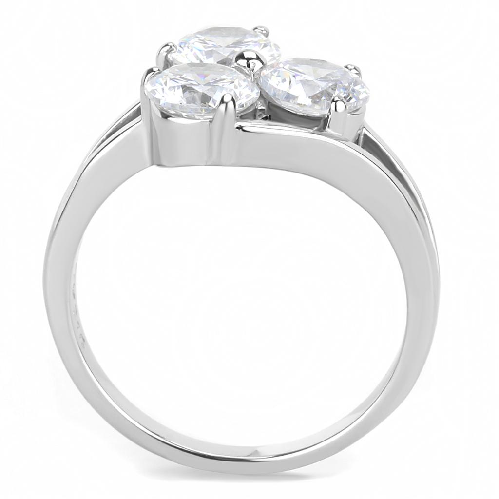 Elegant Women Stainless Steel Ring with Clear Round Cubic Zirconia, high-polished finish, perfect for any occasion.