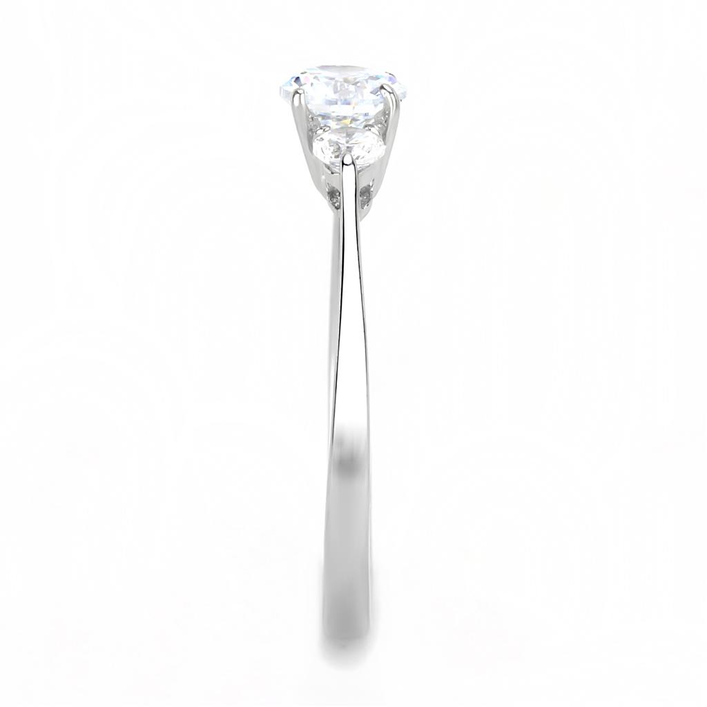 Elegant Women Stainless Steel Ring with Clear Cubic Zirconia, featuring a high-polished finish and round design.