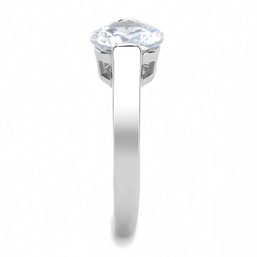 Elegant Women Stainless Steel Ring with Clear Round Cubic Zirconia, high-polished finish, perfect for any occasion.