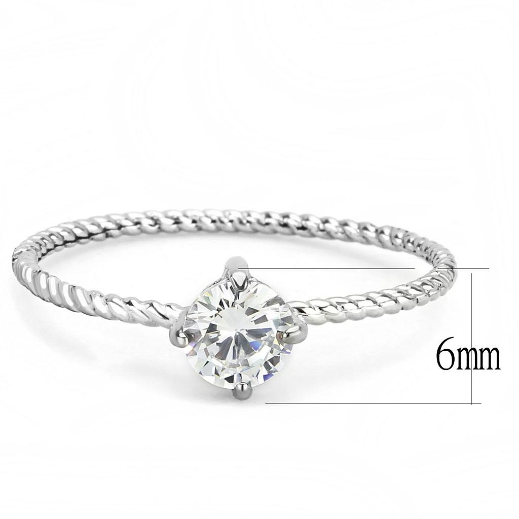 Women Stainless Steel Cubic Zirconia Ring TK3604 featuring a clear round stone set in a sleek stainless steel band.