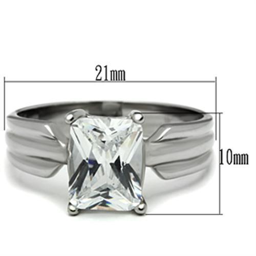 Elegant Women Stainless Steel Ring with Clear Cubic Zirconia stones, showcasing a high-polished finish.