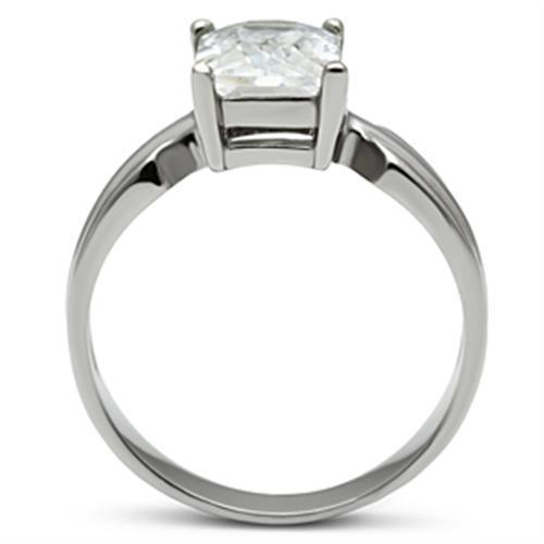 Elegant Women Stainless Steel Ring with Clear Cubic Zirconia stones, showcasing a high-polished finish.