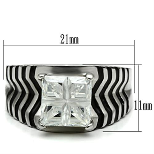 Elegant Women Stainless Steel Ring with Clear Cubic Zirconia, high-polished finish, perfect for any occasion.