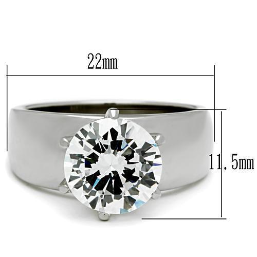 Elegant Women Stainless Steel Ring with Clear Cubic Zirconia, showcasing a high-polished finish and sparkling stones.