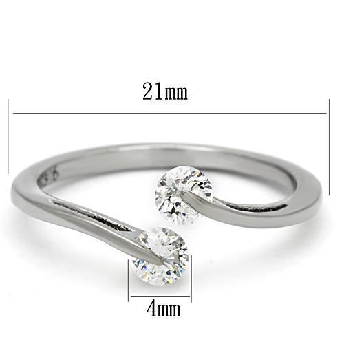 Women Stainless Steel Cubic Zirconia Ring TK995 with high-polished finish and clear stones, showcasing elegance and durability.