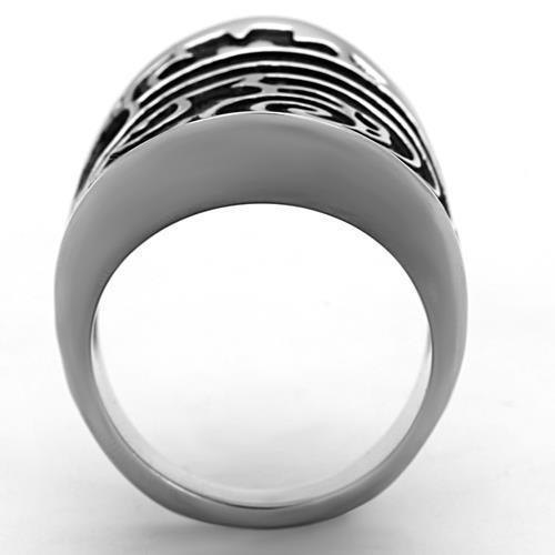 Women Stainless Steel Epoxy Ring TK1448 with high-polished finish and jet epoxy inlay, showcasing elegance and durability.