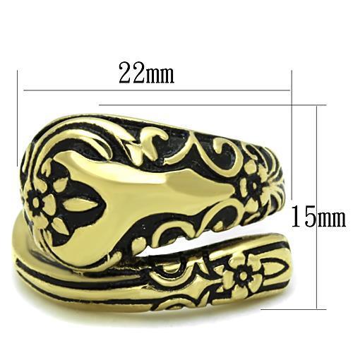 Women Stainless Steel Epoxy Ring TK1713 with jet epoxy finish and IP gold plating, showcasing elegance and durability.