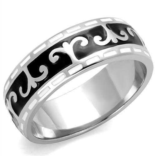 Elegant Women Stainless Steel Epoxy Ring TK2154 with high-polished finish and jet epoxy detail.