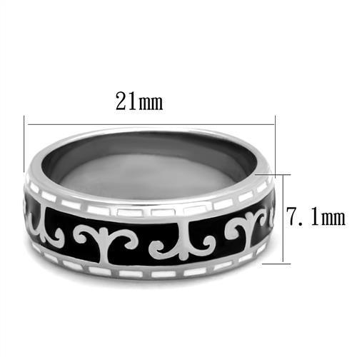 Elegant Women Stainless Steel Epoxy Ring TK2154 with high-polished finish and jet epoxy detail.