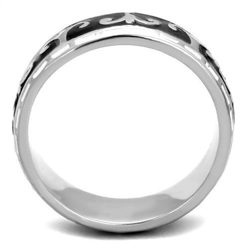 Elegant Women Stainless Steel Epoxy Ring TK2154 with high-polished finish and jet epoxy detail.