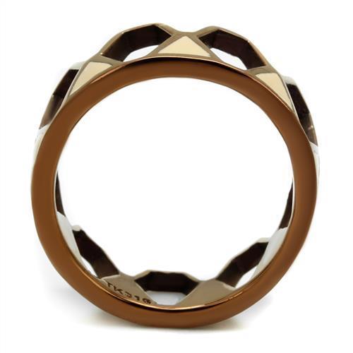 Elegant Women Stainless Steel Epoxy Ring in champagne finish, showcasing a modern design with a durable stainless steel base.