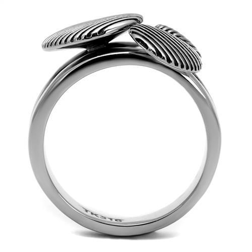 Elegant Women Stainless Steel Epoxy Ring TK2973 with high-polished finish and jet epoxy detail, showcasing modern design and durability.