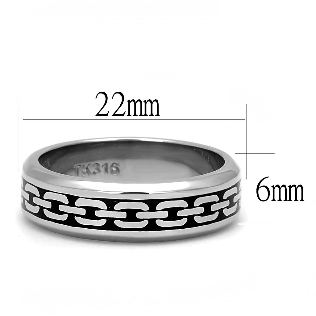 Elegant Women Stainless Steel Epoxy Ring TK3061 with high-polished finish and jet epoxy design, perfect for stylish accessorizing.