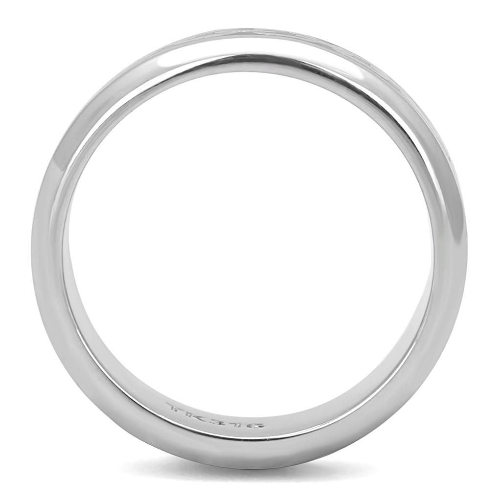 Elegant Women Stainless Steel Epoxy Ring TK3061 with high-polished finish and jet epoxy design, perfect for stylish accessorizing.