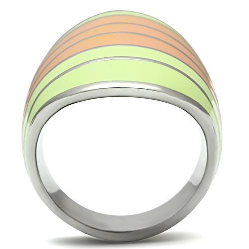 Women Stainless Steel Epoxy Rings TK504 featuring a high-polished finish and vibrant multi-color epoxy design.