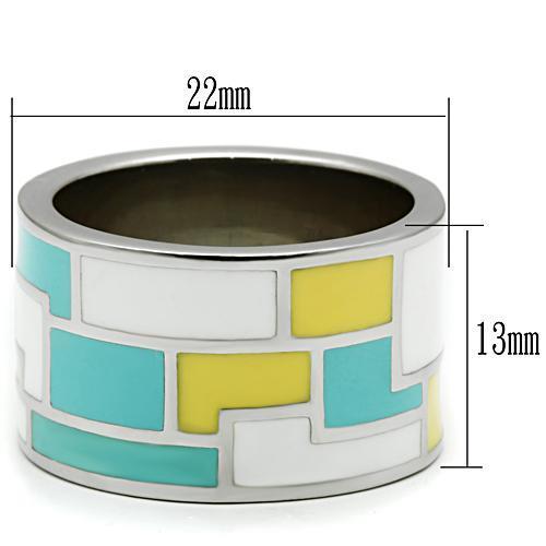 Women Stainless Steel Epoxy Rings TK514 featuring a high-polished finish and vibrant multi-color epoxy design.