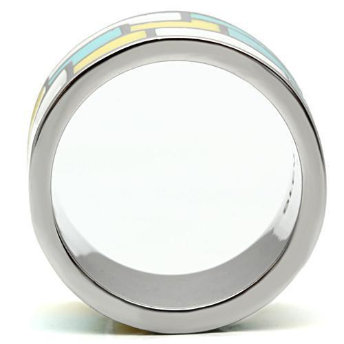 Women Stainless Steel Epoxy Rings TK514 featuring a high-polished finish and vibrant multi-color epoxy design.