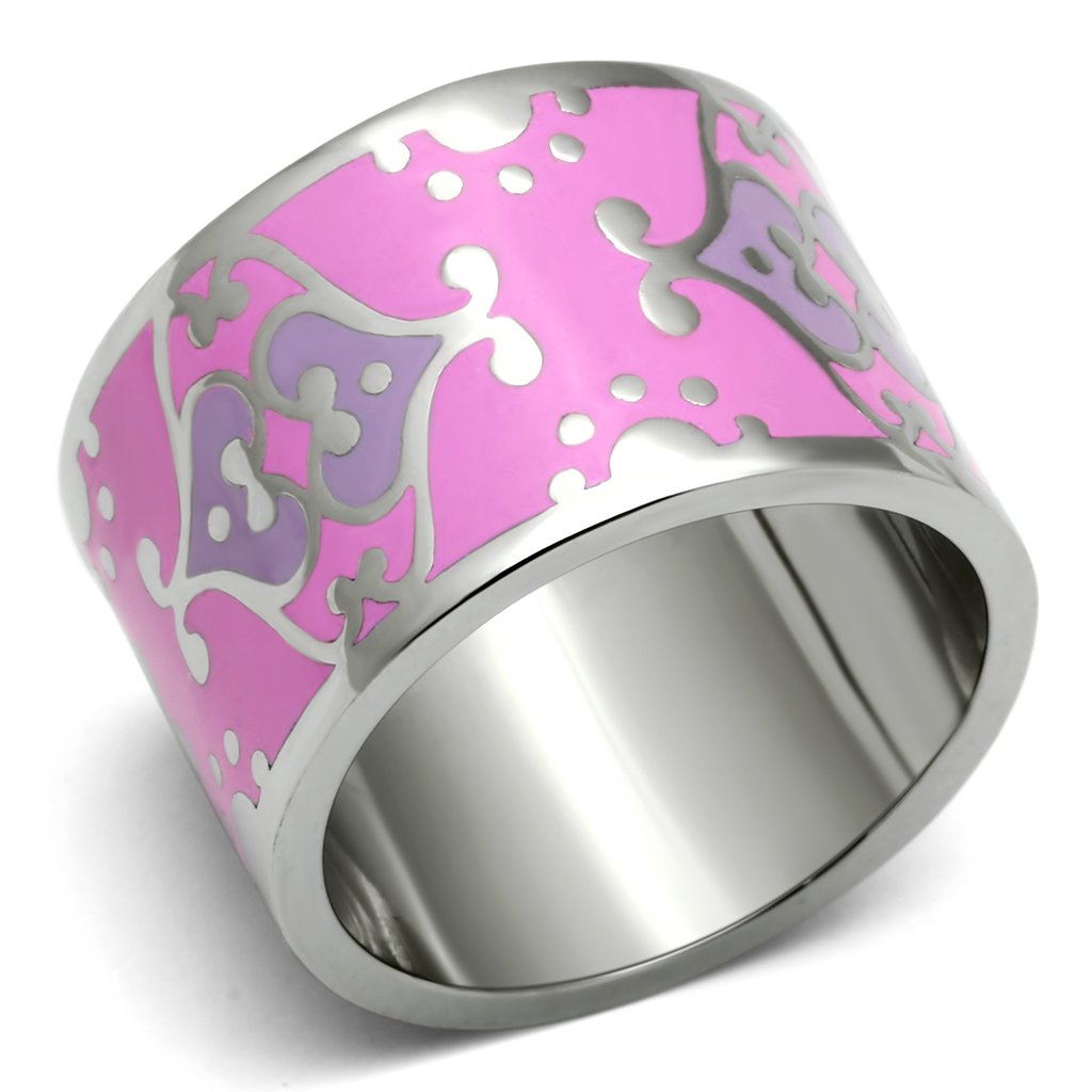 Women Stainless Steel Epoxy Rings TK685 featuring a high-polished finish and vibrant multi-color epoxy design.