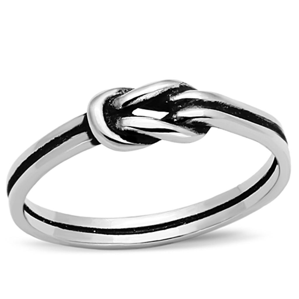 A sleek and elegant women's stainless steel ring with a high polished finish, featuring a minimalist design without any stones.