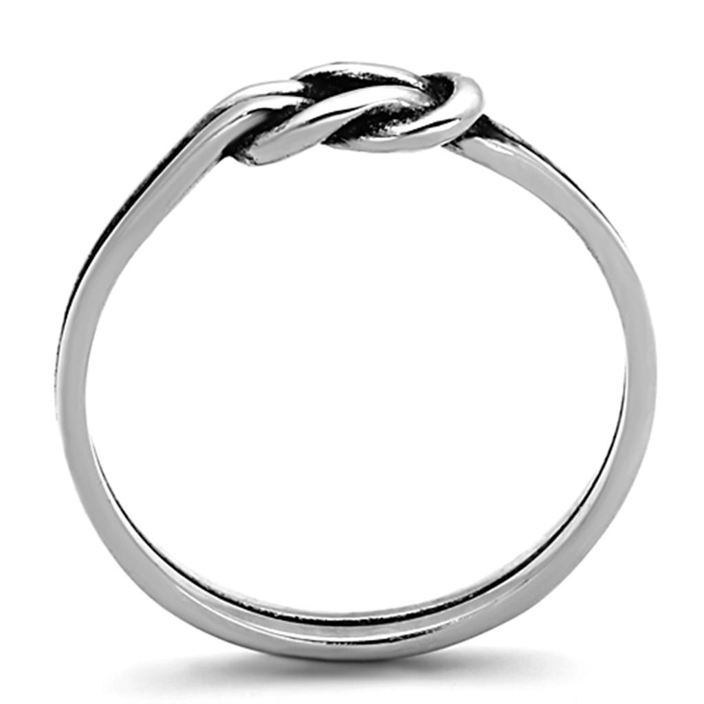 A sleek and elegant women's stainless steel ring with a high polished finish, featuring a minimalist design without any stones.