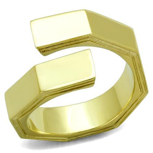 Elegant Women Stainless Steel No Stone Ring with IP Gold finish, showcasing a minimalist design.