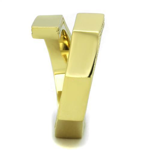 Elegant Women Stainless Steel No Stone Ring with IP Gold finish, showcasing a minimalist design.