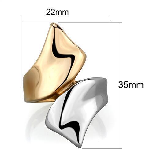 Elegant Women Stainless Steel No Stone Ring in two-tone IP rose gold finish, showcasing a minimalist design.