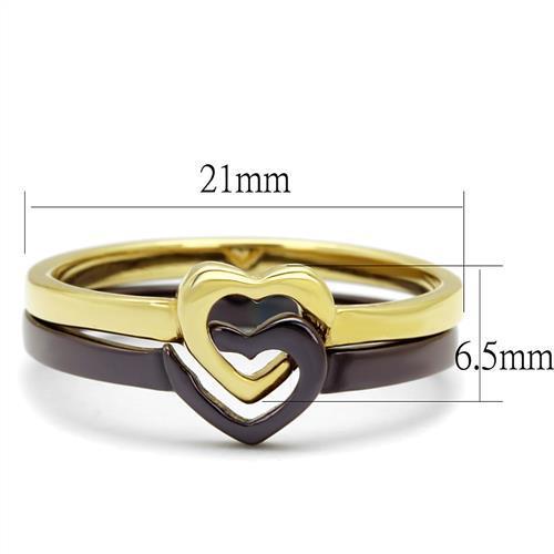 Women Stainless Steel No Stone Rings in IP Gold and IP Dark Brown finishes, showcasing a minimalist design without stones.