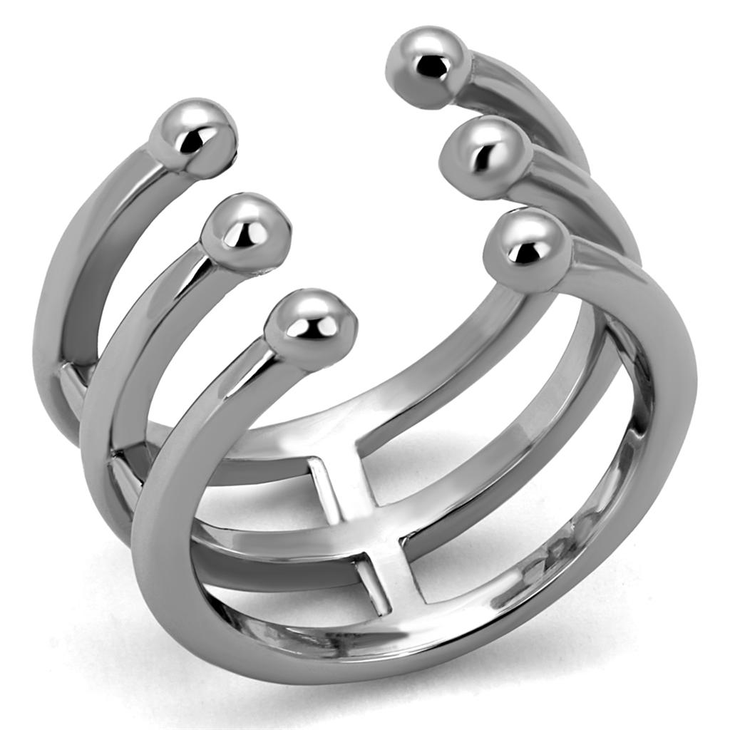 Women Stainless Steel No Stone Ring TK2267 with a high polished finish, showcasing its elegant and minimalist design.