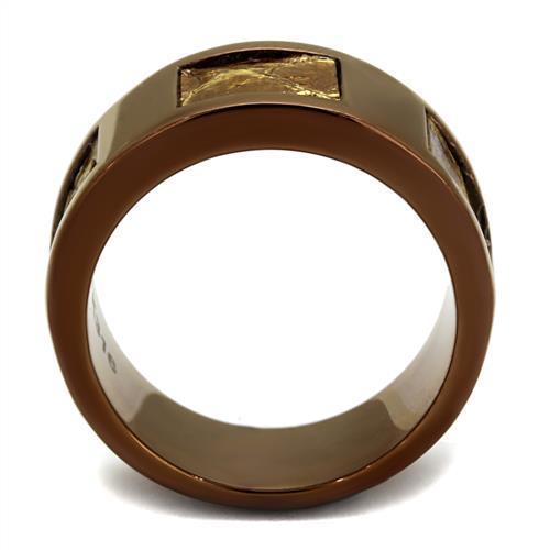 Women Stainless Steel No Stone Ring TK2702 with IP coffee light finish, showcasing a minimalist design without any stones.