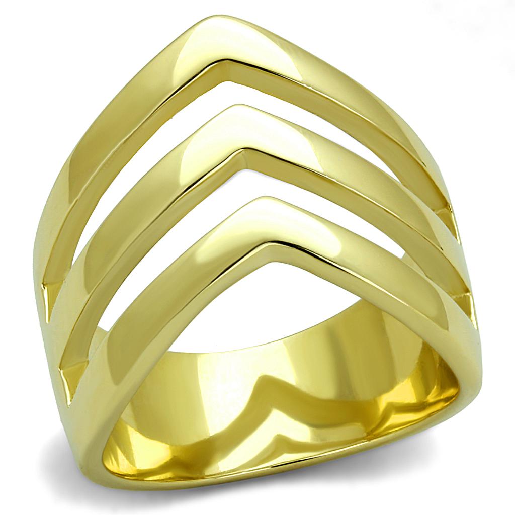 Women Stainless Steel No Stone Ring with IP Gold finish, showcasing a sleek and minimalist design.