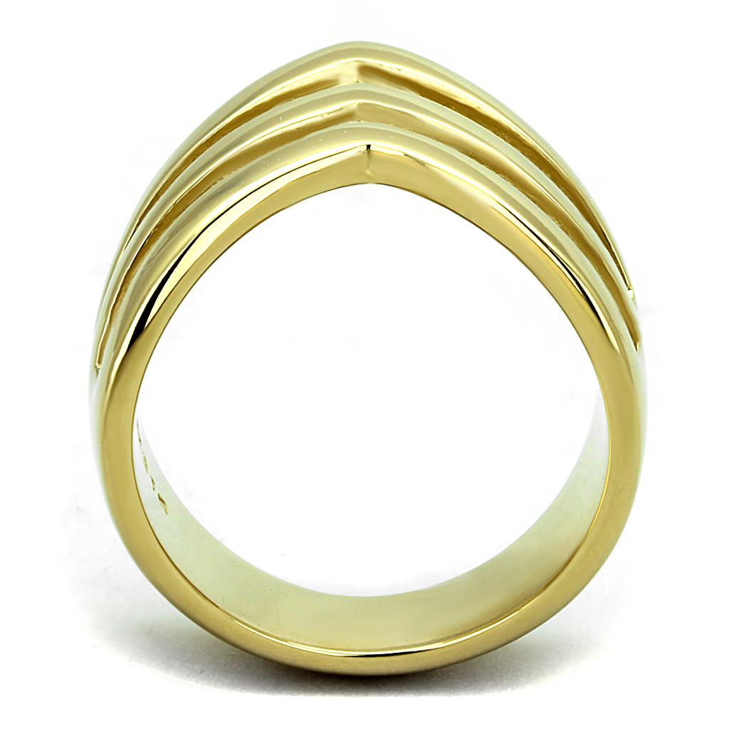 Women Stainless Steel No Stone Ring with IP Gold finish, showcasing a sleek and minimalist design.