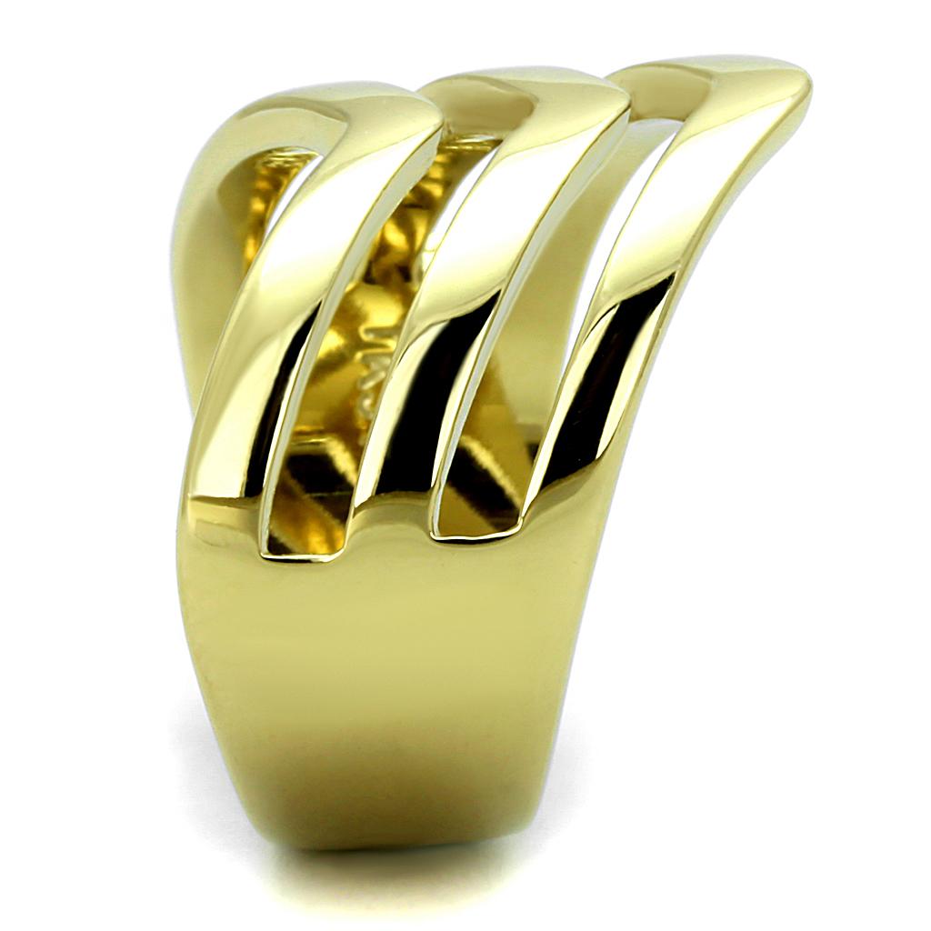 Women Stainless Steel No Stone Ring with IP Gold finish, showcasing a sleek and minimalist design.