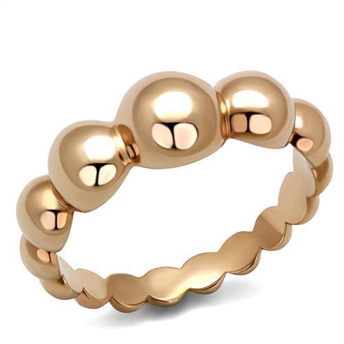 Elegant Women Stainless Steel No Stone Ring in IP Rose Gold, showcasing a minimalist design without any stones.