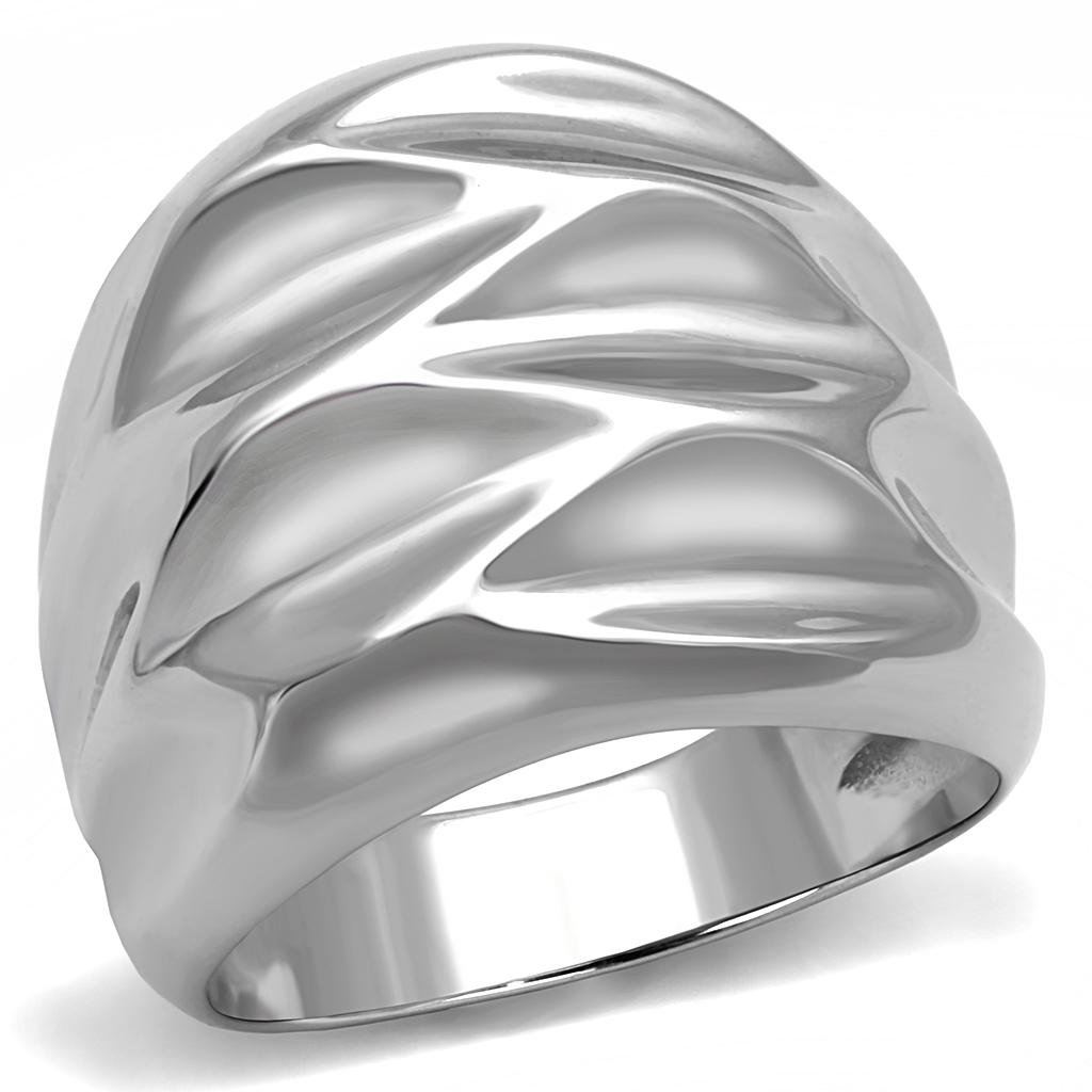 Women Stainless Steel No Stone Ring TK3262 with a high-polished finish, showcasing a sleek and minimalist design.