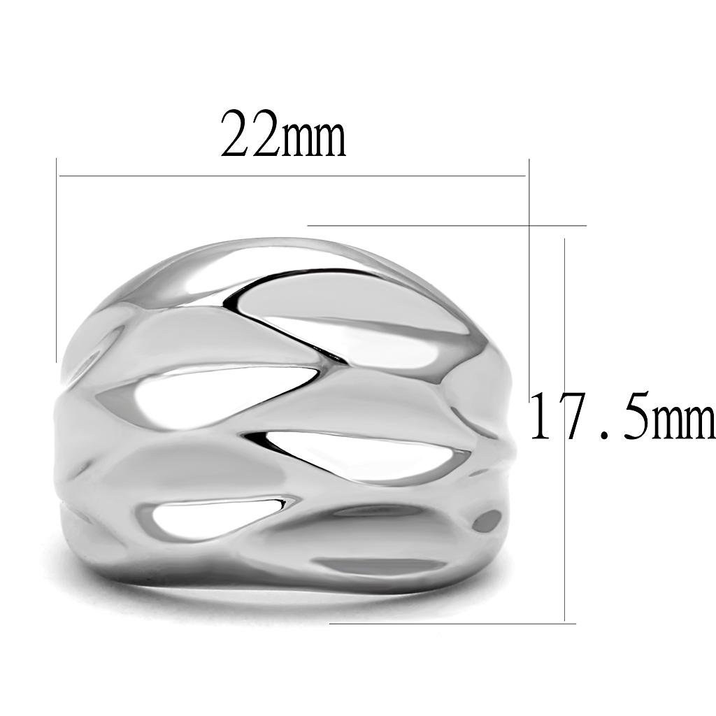 Women Stainless Steel No Stone Ring TK3262 with a high-polished finish, showcasing a sleek and minimalist design.