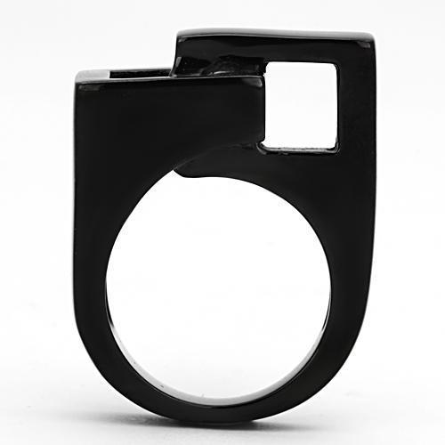 Women Stainless Steel No Stone Ring TK989 with IP black ion plating, showcasing a sleek and minimalist design.