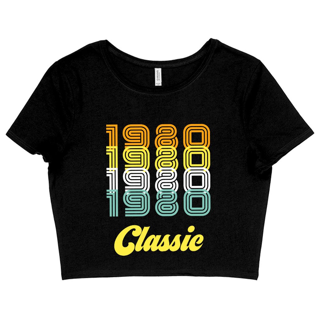 Women's Cropped 1980 Classic T-Shirt in vibrant colors, showcasing its trendy design and soft fabric.