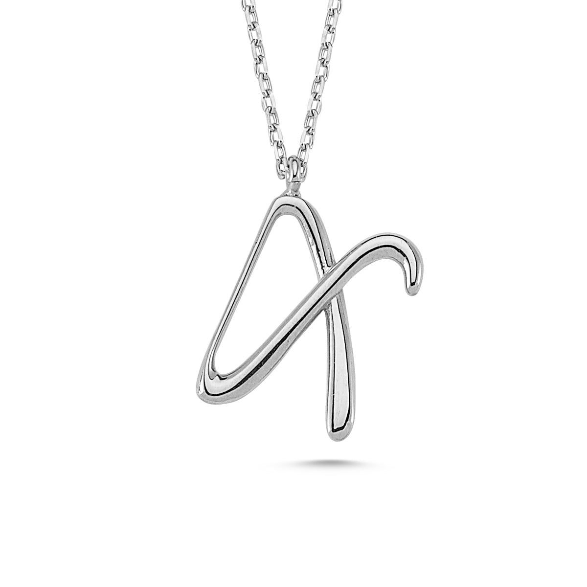 X Letter Mini Initial Silver Necklace featuring a flat 'X' pendant on a sterling silver chain with extension.