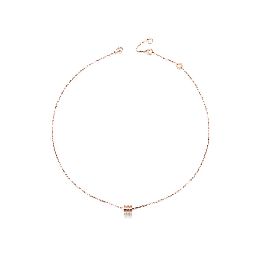 ZERO CZ Rose Gold Necklace made from surgical stainless steel with 14K gold PVD plating, showcasing its elegant design.