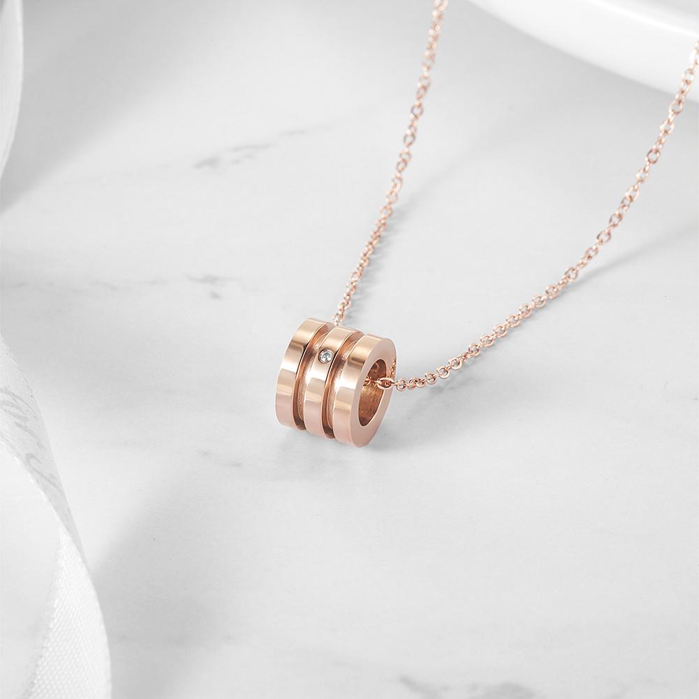 ZERO CZ Rose Gold Necklace made from surgical stainless steel with 14K gold PVD plating, showcasing its elegant design.