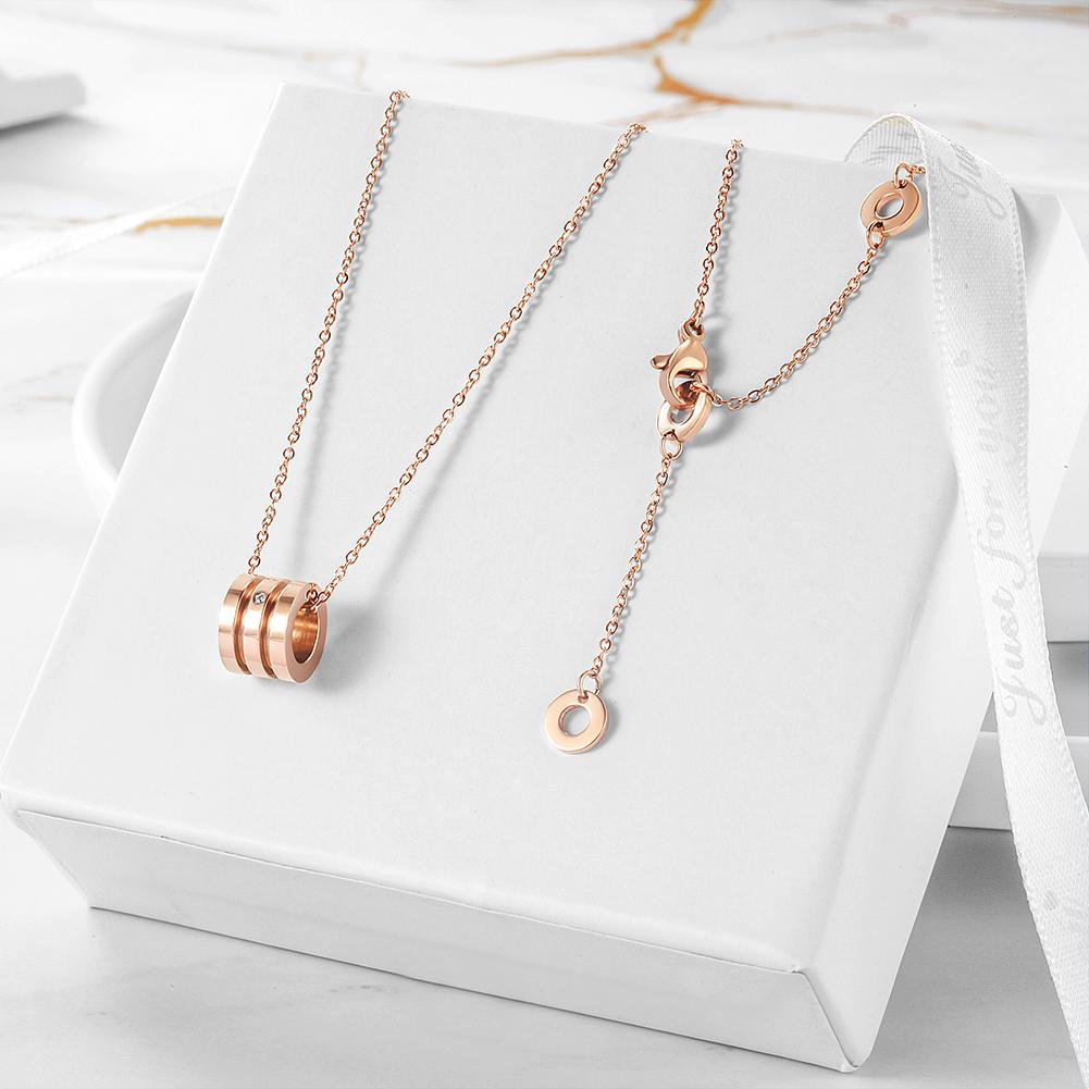 ZERO CZ Rose Gold Necklace made from surgical stainless steel with 14K gold PVD plating, showcasing its elegant design.