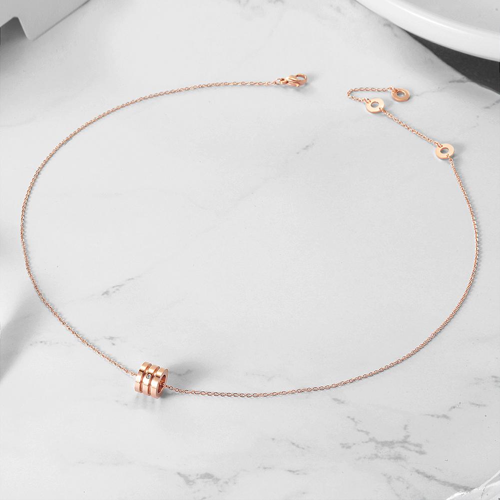 ZERO CZ Rose Gold Necklace made from surgical stainless steel with 14K gold PVD plating, showcasing its elegant design.