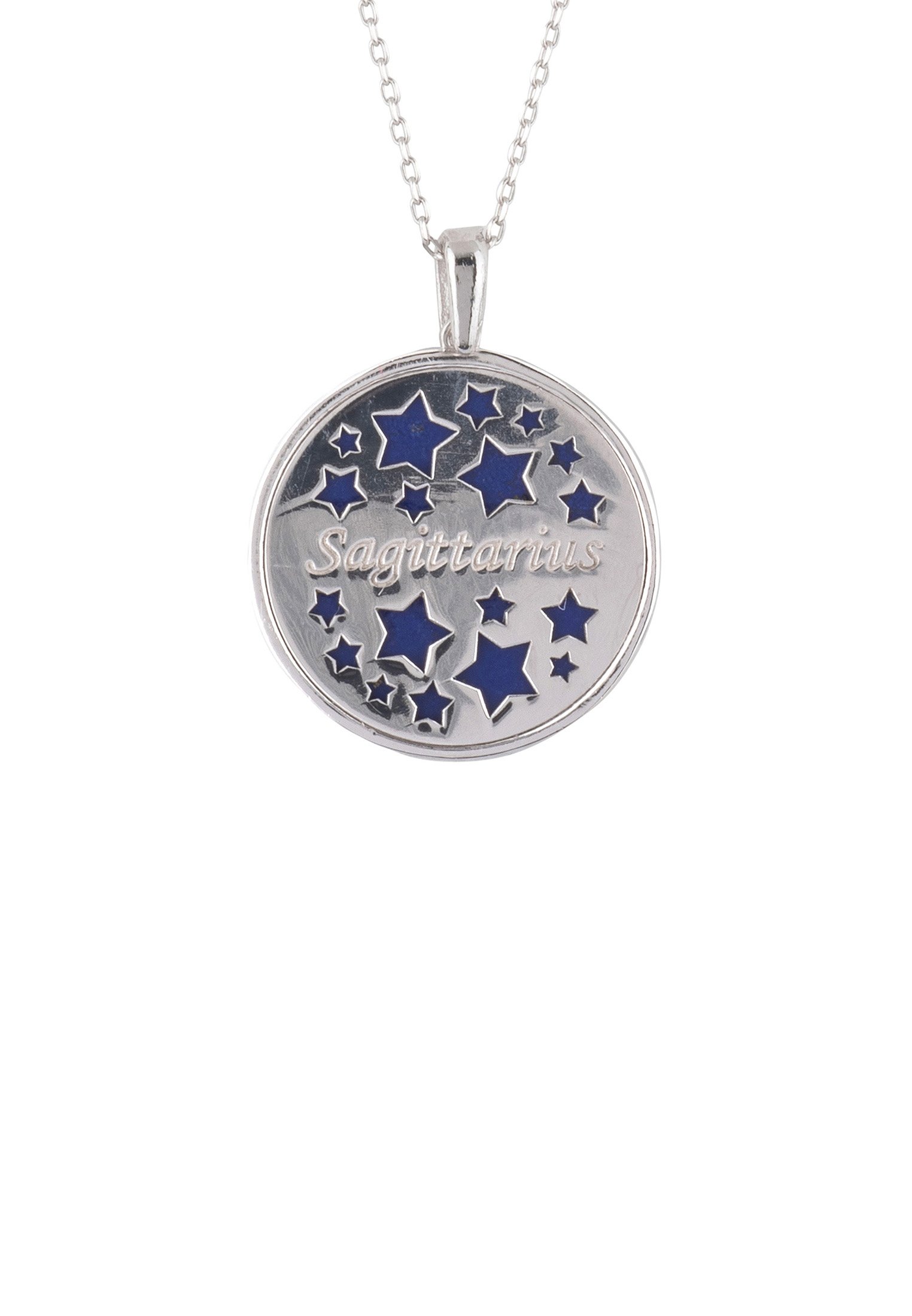 Zodiac Lapis Lazuli Gemstone Star Constellation Pendant Necklace featuring a deep blue lapis lazuli stone and sparkling cubic zirconia stars.